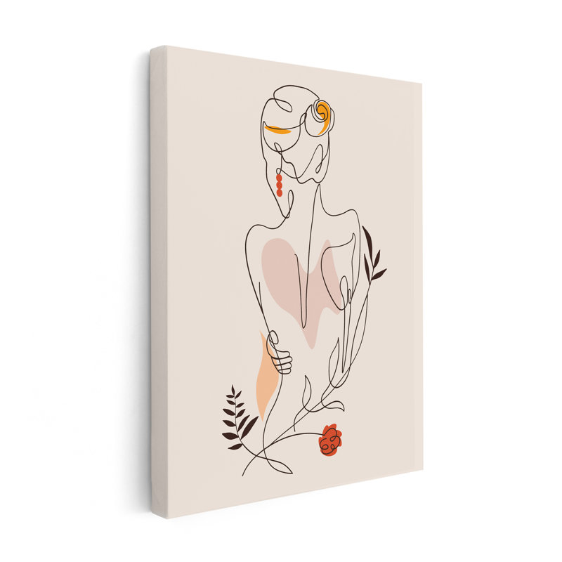 Boho Lady Outline No1, Sans cadre, Canevas, H 08 po x l 10 po