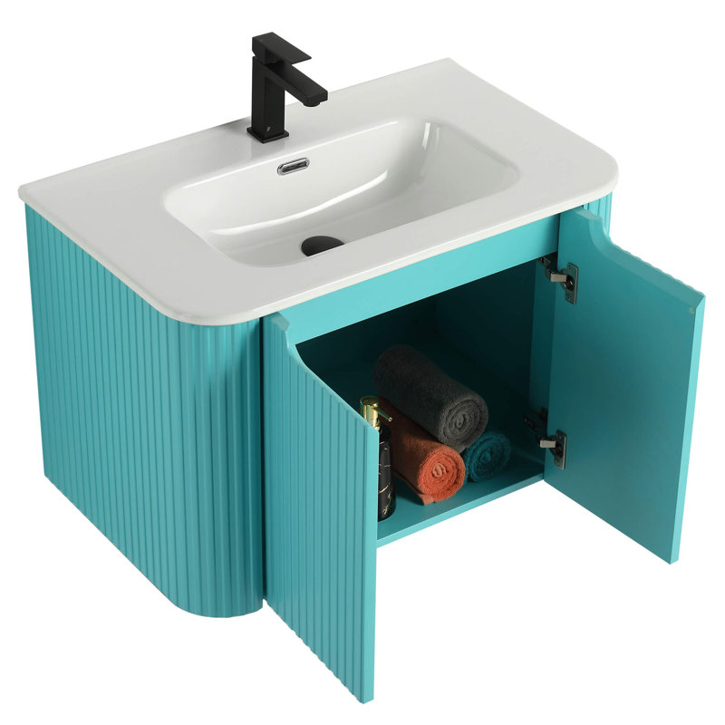 Meuble-lavabo moderne Caskvalley, Bleu Tiffany