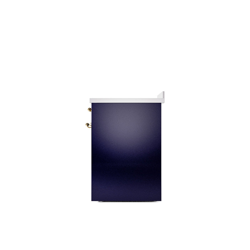 ILVE Nostalgie II Series 30 inch Induction Range with 4 Induction Elements (Solid Door), Midnight Blue/Brass