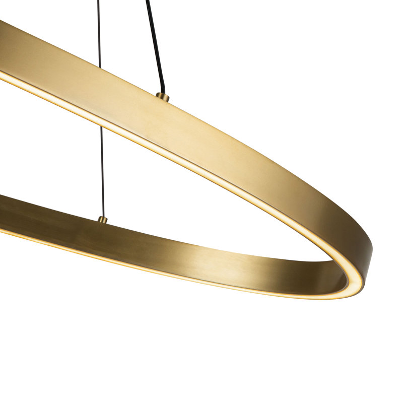Ovale 1 - Light LED Pendant, Brushed Gold,  1.5" H x 39.375" W x 15.75" D