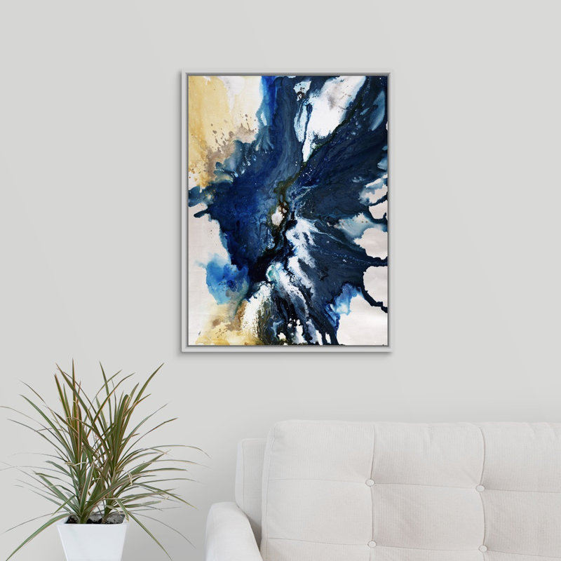 «Uniform Pitch» par Rikki Drotar - peinture sur toile, H 25,7 po x l 19,7 po x P 1,75 po, Cadre flottant blanc
