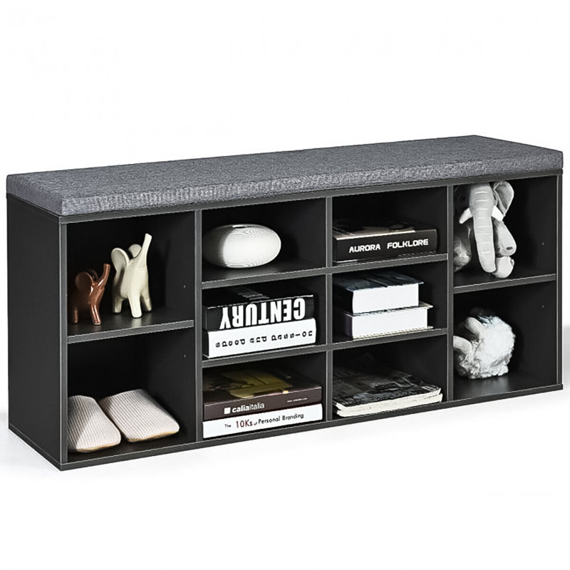 Polypropylene / Olefin Upholstered Storage Bench, Gray
