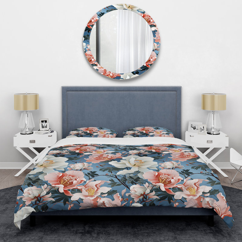 Ensemble de housse de couette Serene Orchid Floral, Housse de couette pour grand lit et 2 taies décor