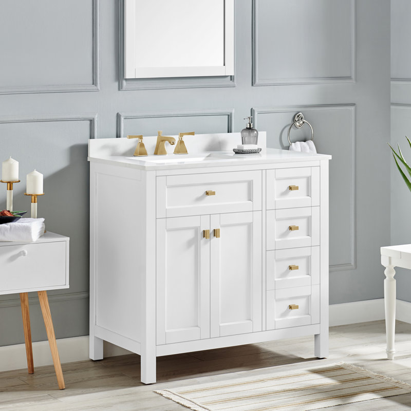 Ensemble de meuble-lavabo simple 36 po Benigna, Blanc