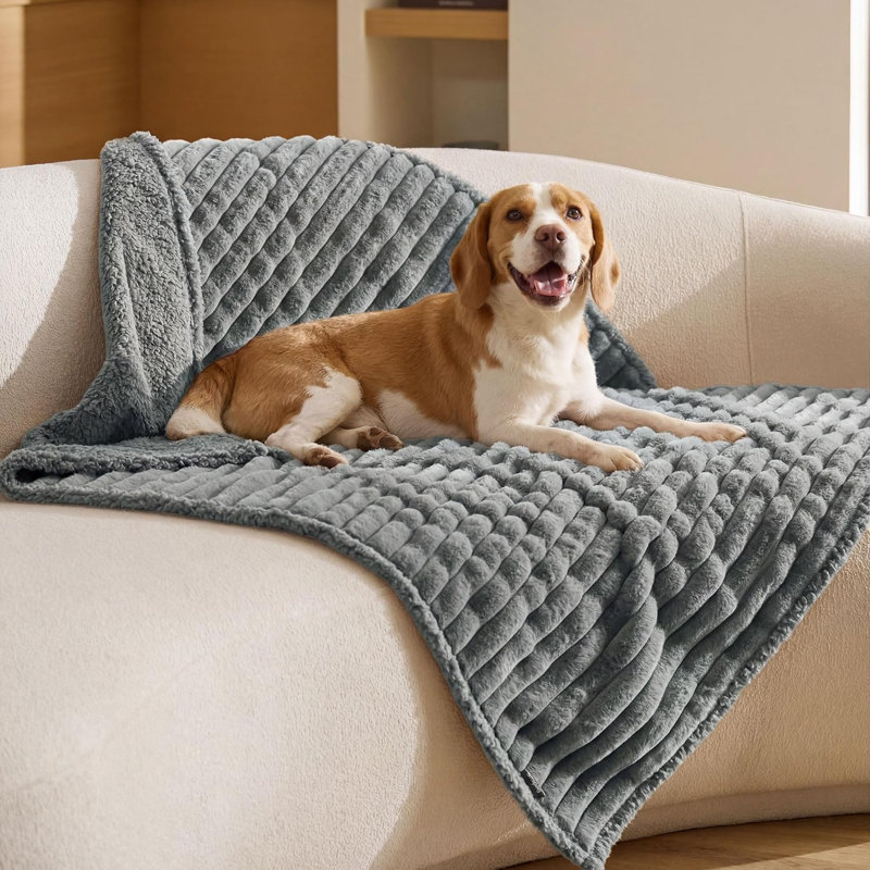 Couverture réversible pour grands chiens, housse en polaire en velours côtelé lavable, L (l 50 po x P 40 po), Gris formel