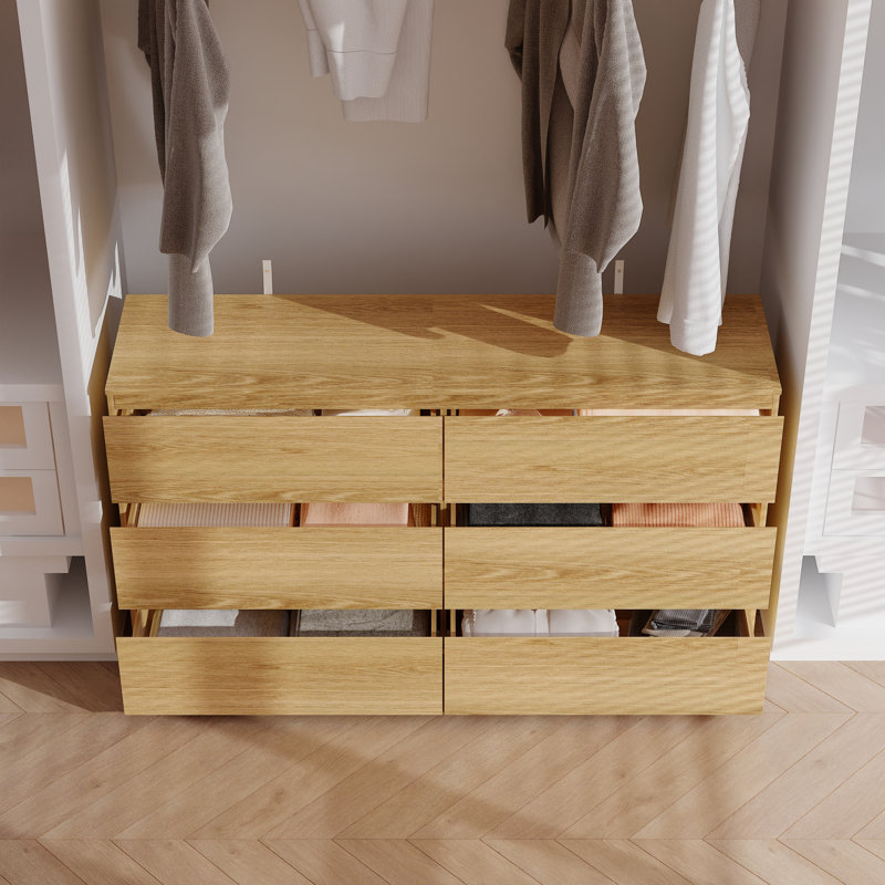 Minimalist 6 Drawer Closet Island, Natural