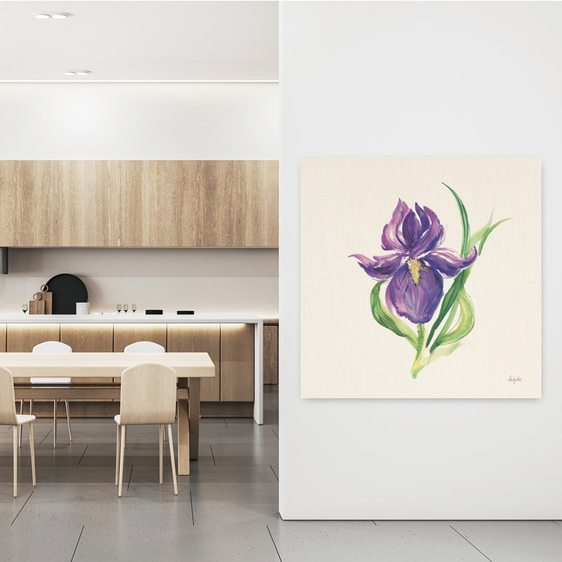 Fleur de Pâques I, art contemporain iris au printemps, H 48 po x l 48 po