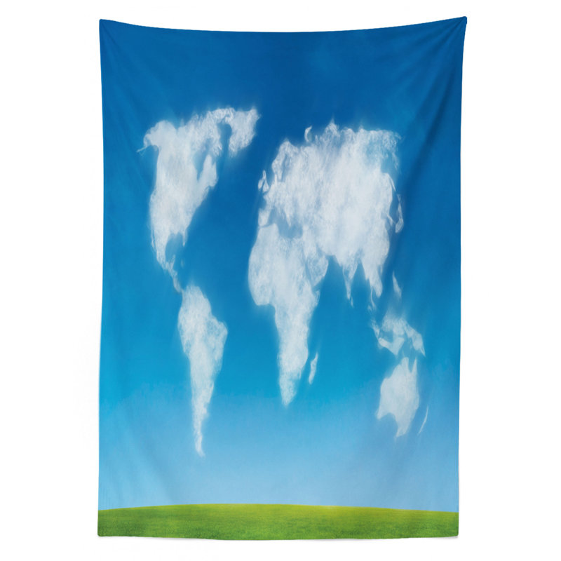 World Map Tablecloth, 70" L x 52" W
