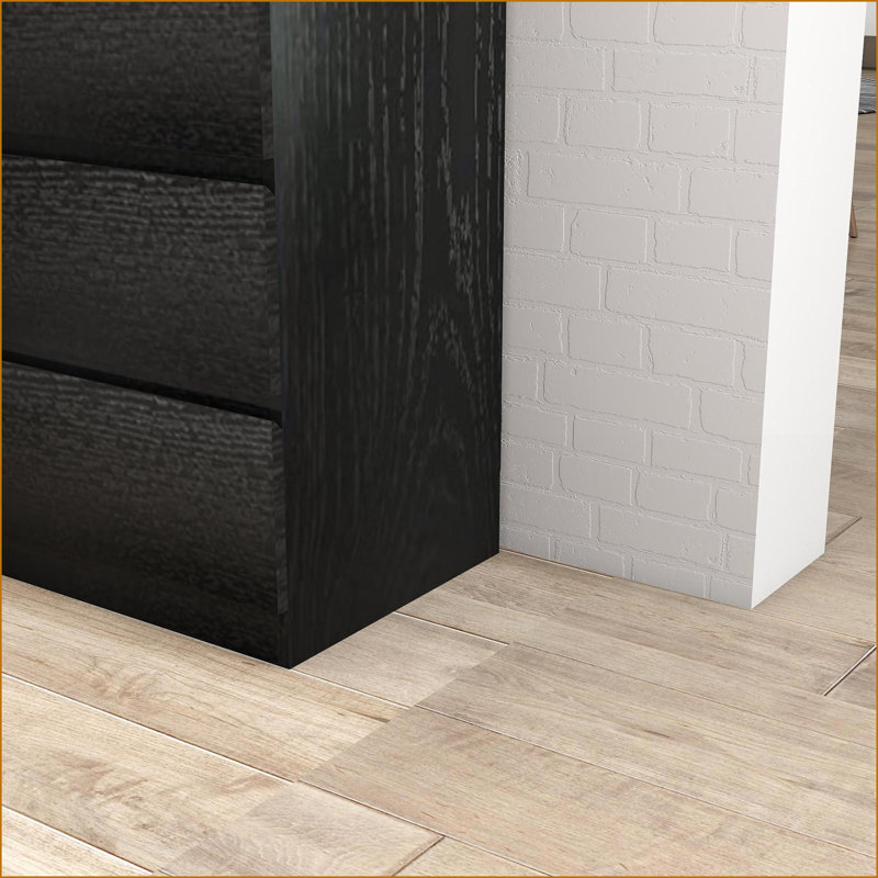 Dresser 4-Drawer Modern Storage Chest, 31.5in Black Handle-Free Closet Organizer | Black | Particle Board