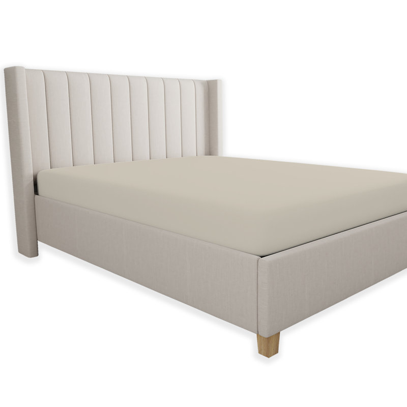 Beige Full Size 100% Cotton Percale Fitted Sheet