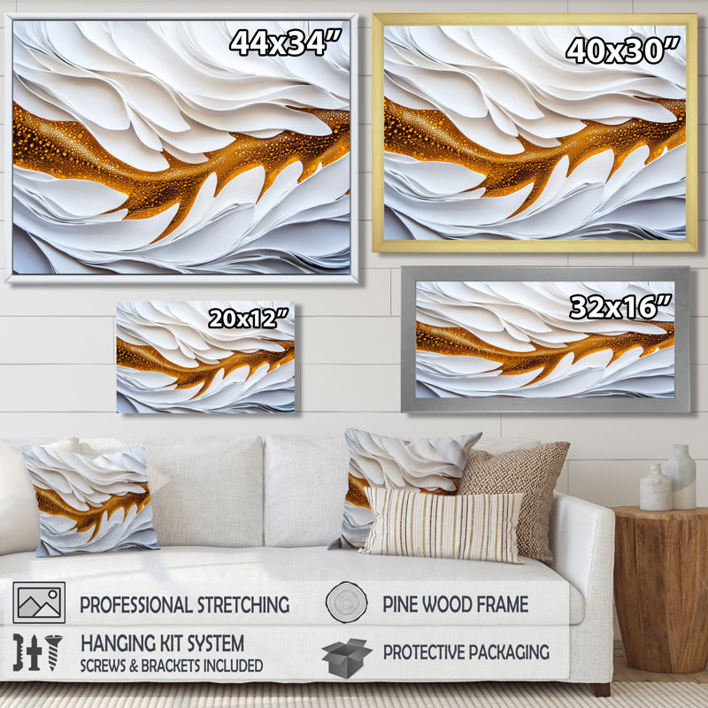 Décoration murale blanche abstraite spectre fractal de sérénité II, H 16 po x l 32 po, Reproduction encadrée, Noir