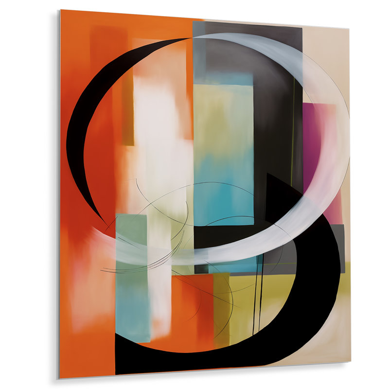 Orange Geometric Rhythms II - Modern Geometric Metal Wall Decor, 40" H x 30" W x 1" D