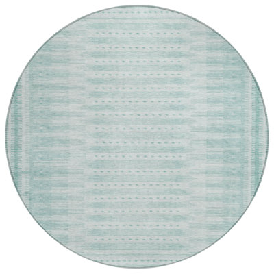 Machine Washable Indoor/Outdoor Xhevrie Turquoise Rug