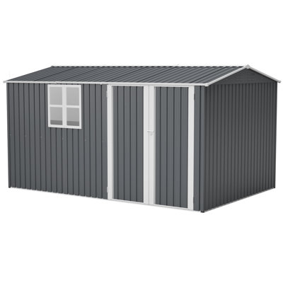 8X12 Ft Gray Storage Shed Outdoor With Window