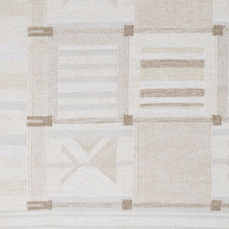 Tapis géométrique noué à la main brun clair / beige / crème G Wilson, Rectangle 2 pi x 3 pi