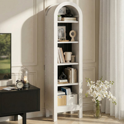 70.9"H X 13.78 "W  5-Tier Arched Bookcase, Narrow Open Display Bookshelf  For Bedroom, Livingroom, Home Office