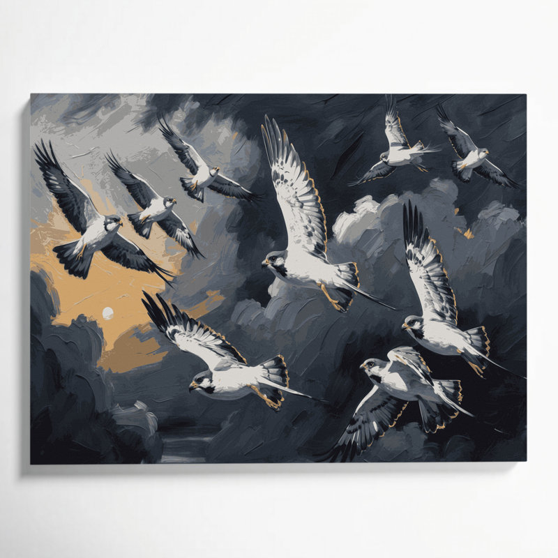 «Birds Northern Harrier», art mural sur toile grise, H 11 po x l 14 po