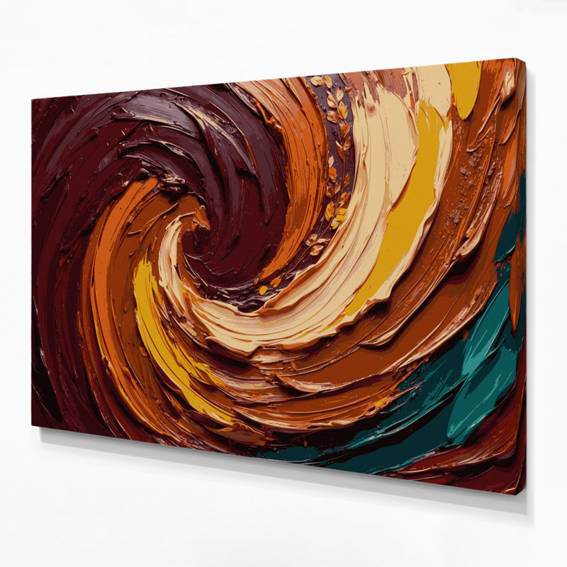 "Thanksgiving", couleurs d'automne abstraites sur toile rouge, H 24 po x l 36 po