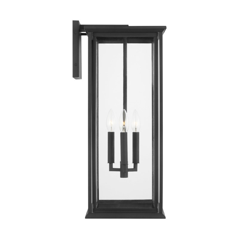 Très grande lanterne Audley de Génération Éclairage , Transparent, Noir texturé