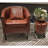 Senchal Faux Leather Barrel Chair with Ottoman-1450335611