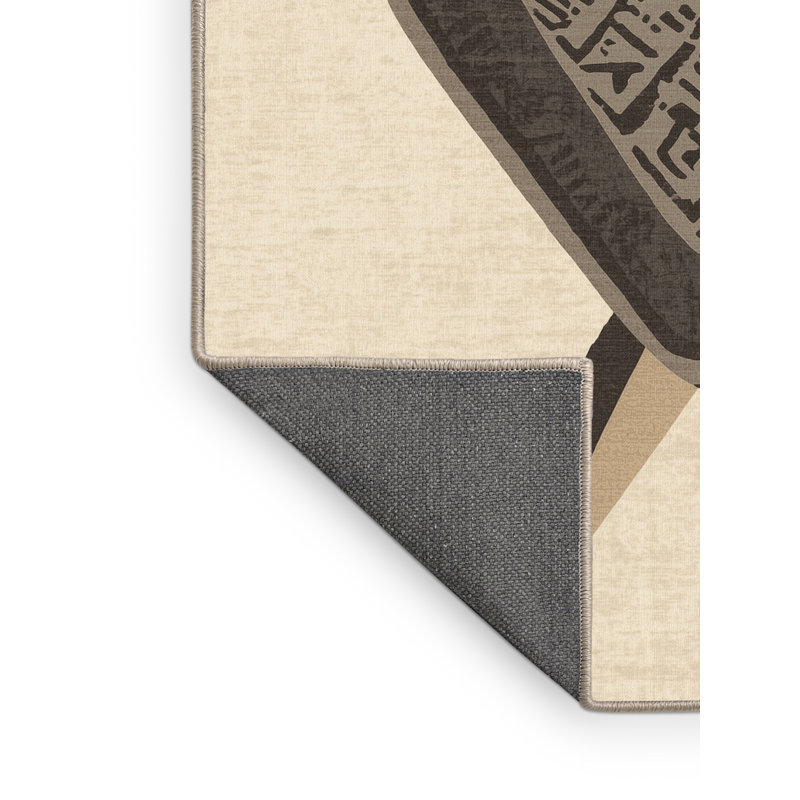 Soft Plush Vehicles And Transportation Wheelbarrow Country Rustic Block Print Area Rug in Beige – Beige Binding, 8x12