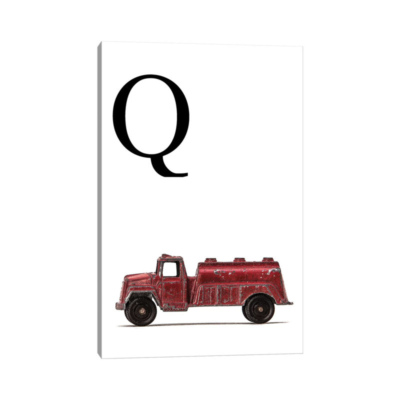 Q Water Truck White Letter - Print on Canvas, Wrapped Canvas, 66.04 cm H x 45.72 cm W x 3.175 cm D