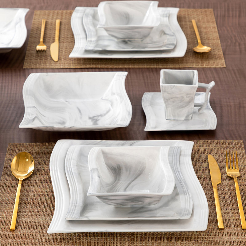  36 Piece Porcelain China Dinnerware Set - Service for 6
