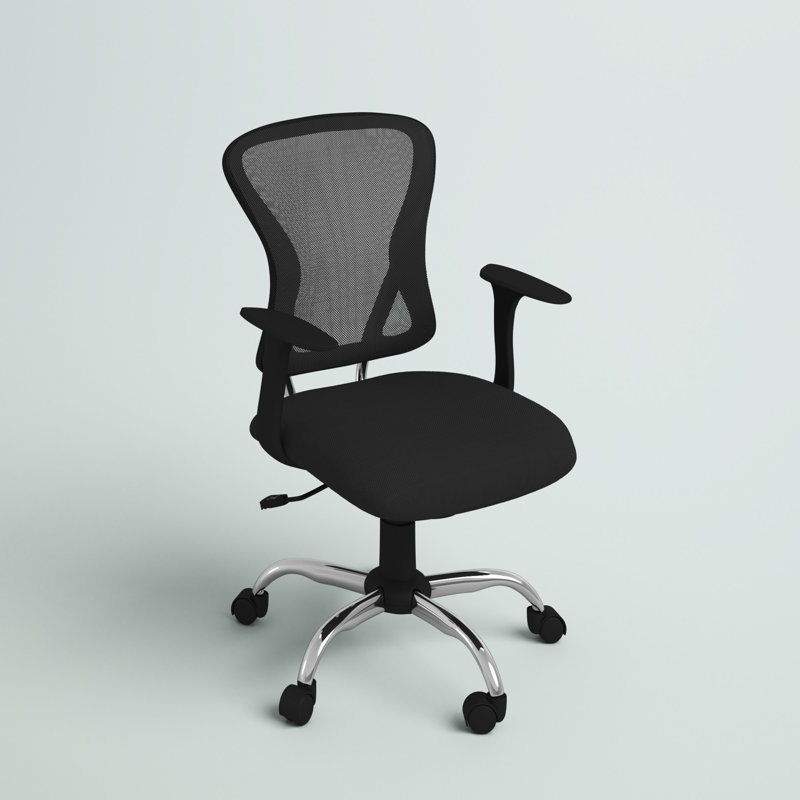 Mid-Back Mesh Swivel Task Office Chair with Chrome Base and Arms, Black