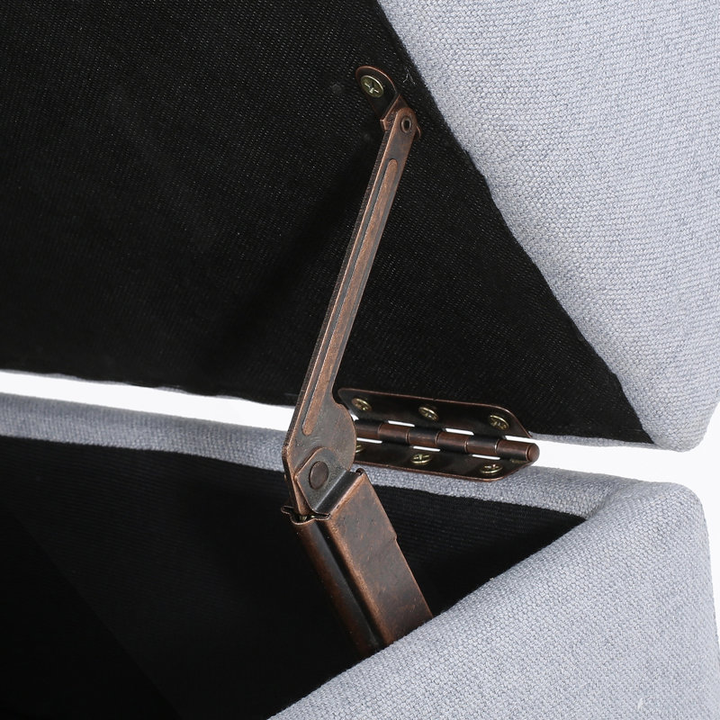 Repose-pieds rectangulaire capitonné en tissu, Gris clair