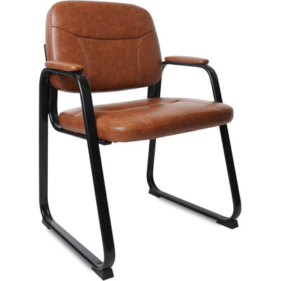 Leather Seat Waiting Room Chair with Metal Frame