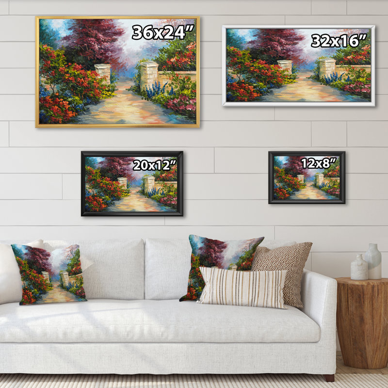Fleurs colorées dans la maison méditerranéenne XIII - reproduction de cadre flottant sur toile, H 8 po x l 12 po x P 1 po