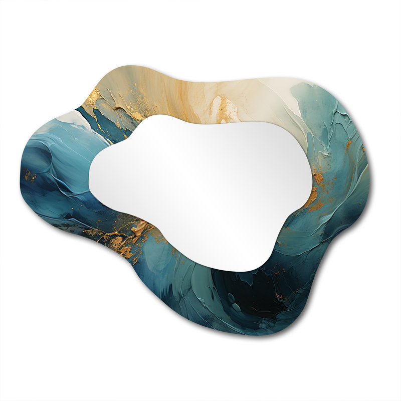 Miroir mural grand or et bleu sarcelle, 27 po x 35 po
