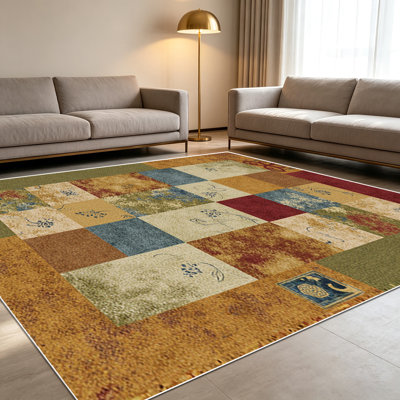 1PC Patchwork Floral Area Rugs for Living Room, Soft and Comfortable, Suitable for all seasons, easy - to - maintain, machine washable Indoor floor mat, Under Table Farmhouse suitable for Bedroom, Dining Room, Hallway, Patio, Study, Home Decor