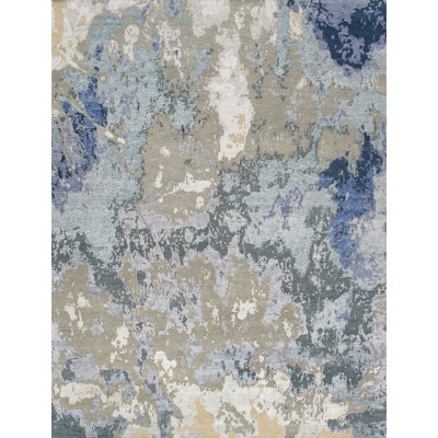 Modern Hand-Knotted Beige Area Rug