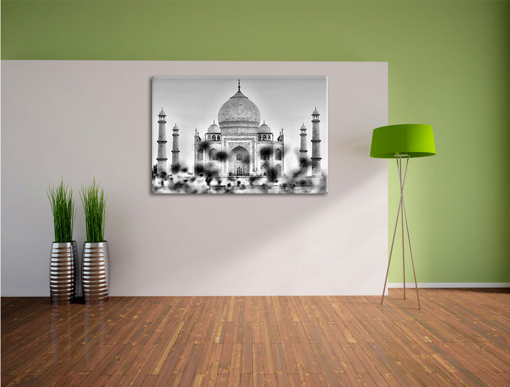 Leinwandbild Taj Mahal im Sommer in Monochrom