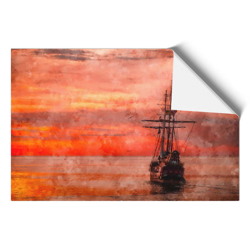 Ship at Sunset - Unframed Graphic Art, 42cm H x 59cm W x 0.1cm D