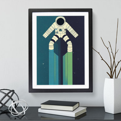 XC1022-3778X Retro Astronaut No.3 1 Piece Floater Frame Wall Art on Canvas