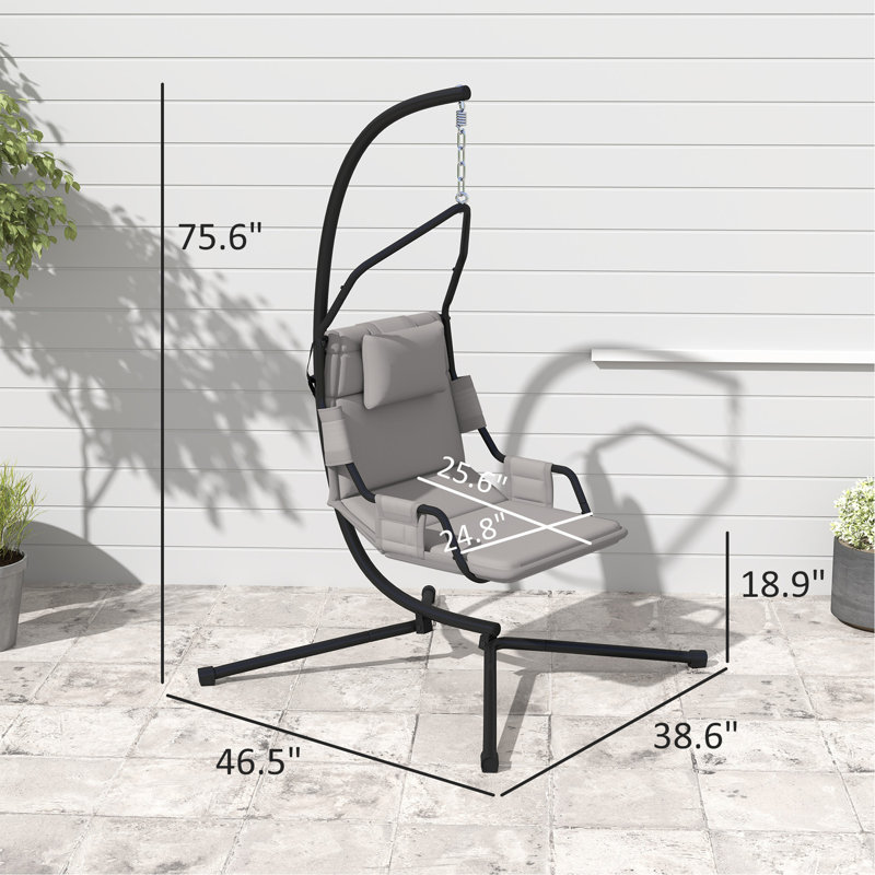 Fauteuil suspendu suspendu, hamac avec support et coussin, structure en acier pour intérieur et extérieur