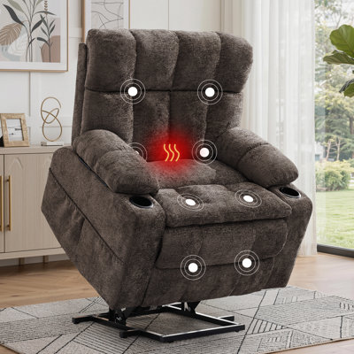 Power Lift Recliner For Elderly With Adjustable Headrest, Oversized Dual Motor Lift Recliner Chairs With Massage And Heat, Electric Lift Chair With Store Boxes