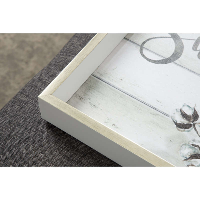13"x19" Decorative Wood Ottoman/Coffee Table Tray featuring 'Farmhouse Cotton Home Sweet Home'