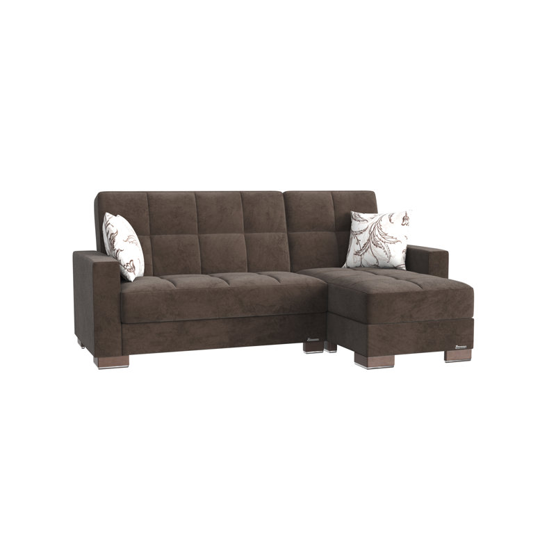 Chaise longue convertible avec rangement PrimeNest NimbusFlow, Brun
