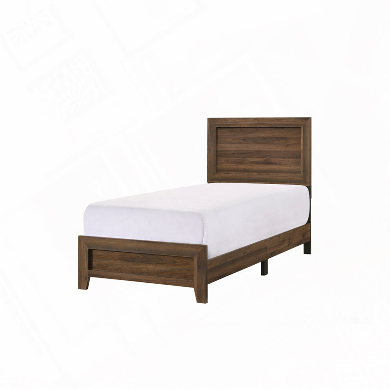 Lit à panneau en bois, Simple, Cerisier brun