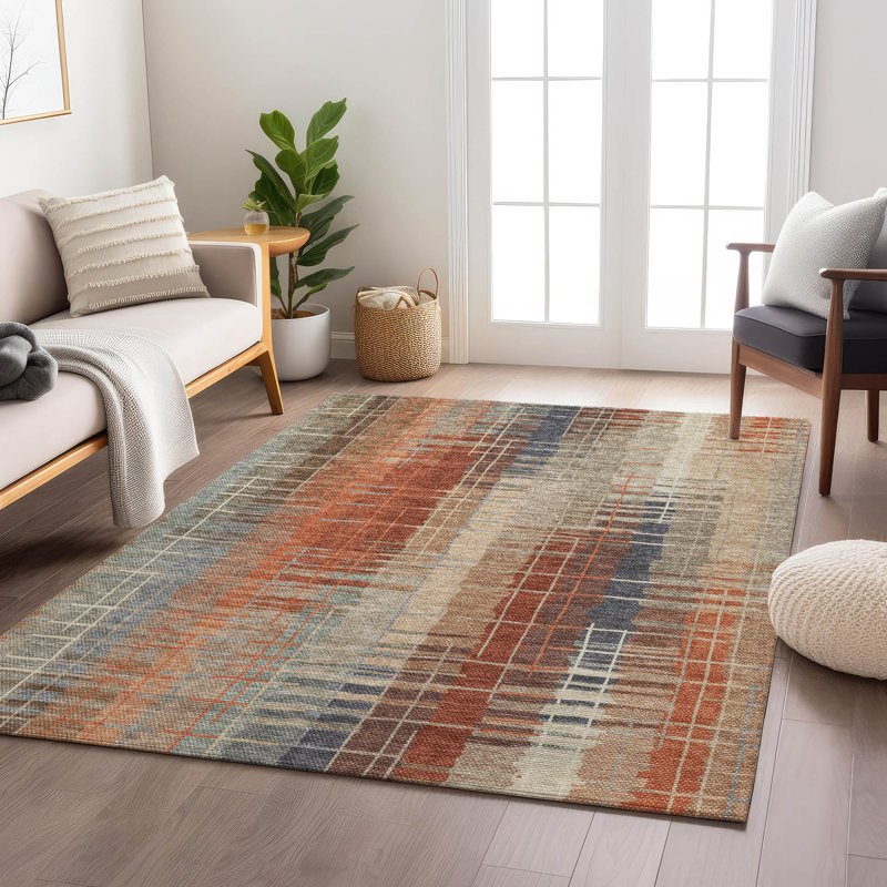 Machine Washable Indoor/Outdoor London ACN2261 Stripes Rug, Rectangle 9' x 12'