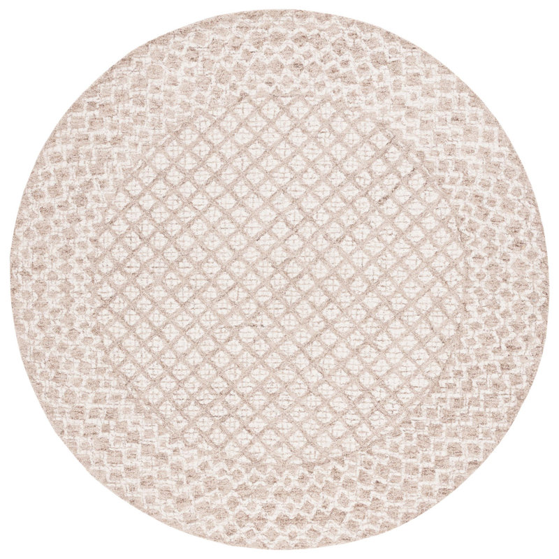 Abstract Hand Tufted Wool, Cotton Geometric Rug, Round 6'
