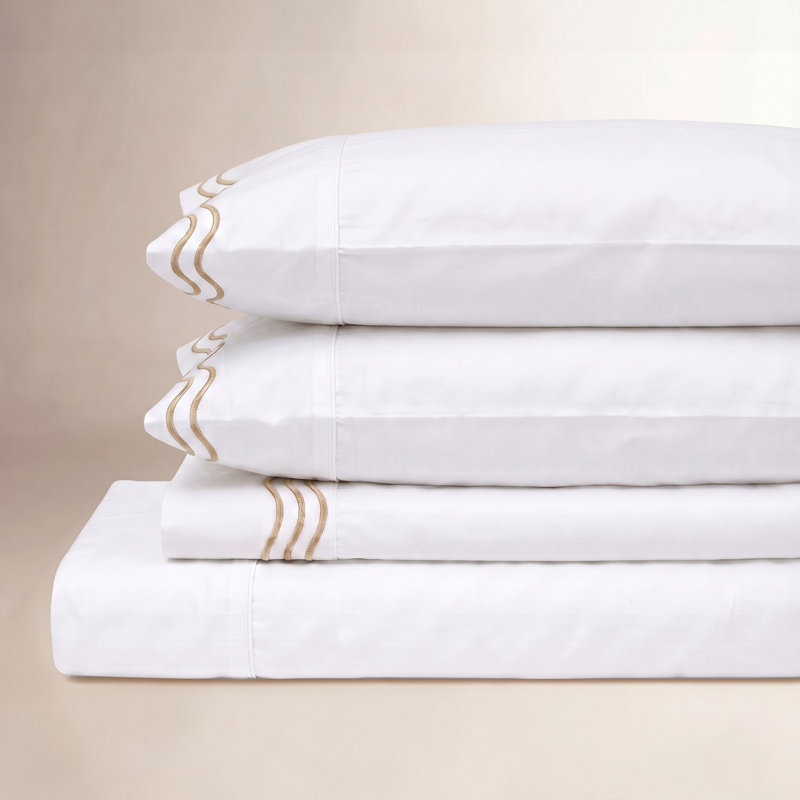 Ensemble de draps 100% coton, Blanc, grès, Ensemble de draps pour lit très grand californien