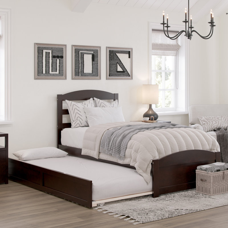 Elliana Solid Wood Platform Bed with Footboard & Trundle, Extra-Long Twin, Espresso