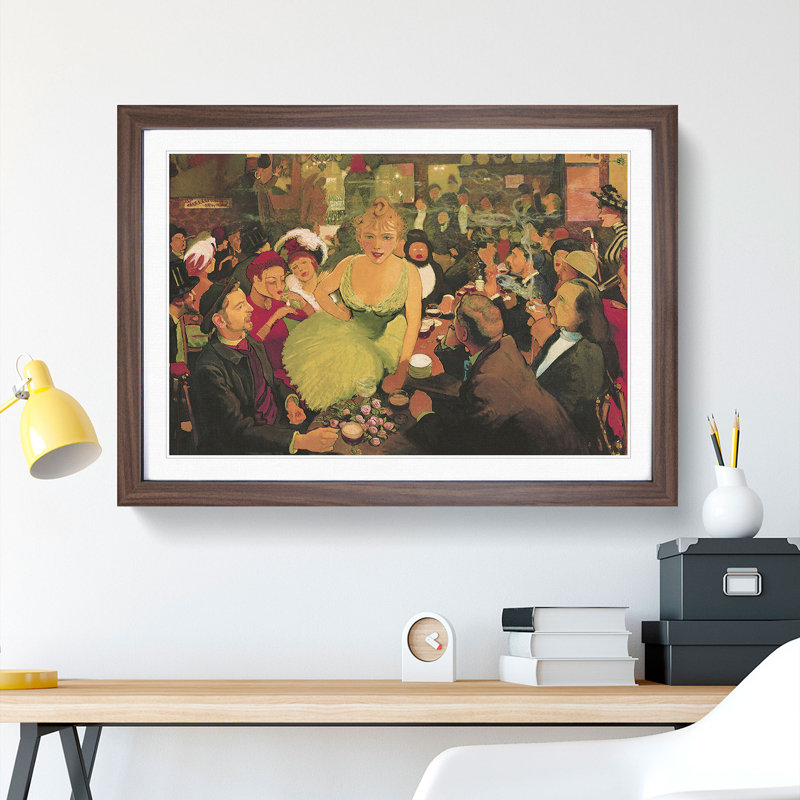 Interior of the Bruant by Louis Anquetin - Picture Frame Painting, 27cm H x 36cm W x 2cm D, Walnut Framed