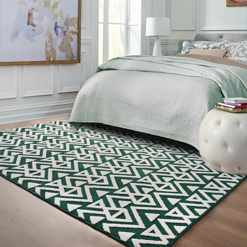 Ultra-Soft Plush Memory Foam Rug Luxury Geometric Textured Area Rug