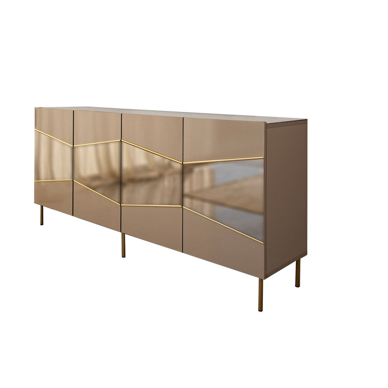70.9'' Mirrored Luxury Console Table, Bronze/Gold