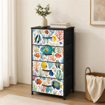 Commode 4 tiroirs pour chambre à coucher Scène corail sous-marine